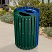 Split Two-Stream Recycling and Waste Barrel with Hinged Doors 