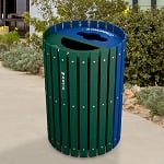 Split Two-Stream Recycling and Waste Barrel with Hinged Doors - Configurable