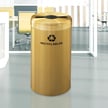 Glaro 23-Gallon VALUE SERIES Single-Purpose Recycling Container in Satin Brass with Mixed Lid and 'Recyclables' Message 