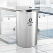 Glaro Half-Round Recycling Container in Satin Aluminum 