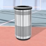 Stadium 35-Gal Waste Barrel in Perforated Stainless Steel