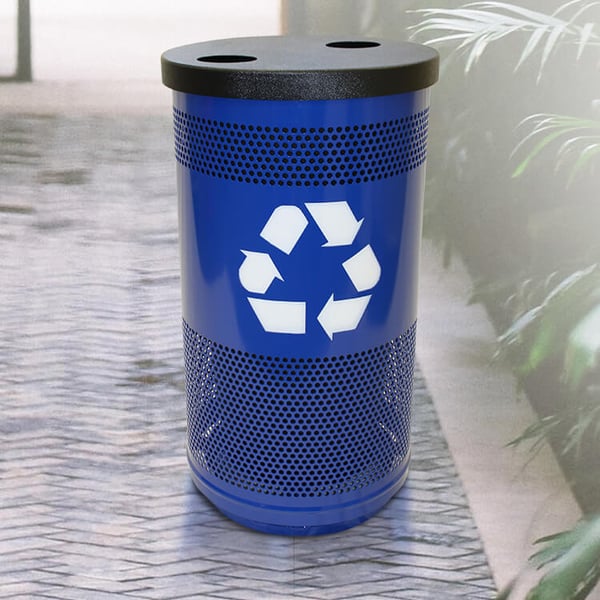 The Stadium 35 Gallon Perforated Recycling Receptacle 