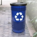 Stadium 35 Gallon Perforated Recycling Receptacle with Flat Top - Configurable