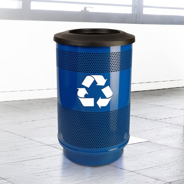 The Stadium 55 Gallon Recycling Receptacle with Flat Top 