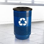 Stadium 55 Gallon Perforated Recycling Receptacle with Flat Top - Configurable