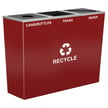 The Metro Triple Recycling Container in Burgandy with a custom Gray lid 