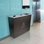 Metro Triple Stream Recycling Receptacles in Hammered Charcoal