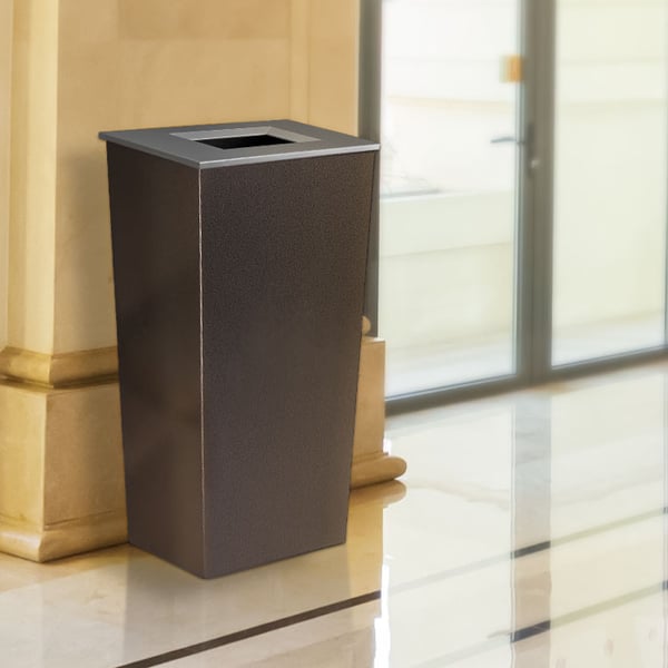 Single Metro Collection Recycling Receptacle in Hammered Charcoal 