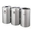 15-Gallon Glaro Three-Stream Recycling Station in Satin Aluminum 