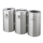 23-Gallon Glaro VALUE SERIES Three-Stream Recycling Station in Satin Aluminum