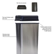 Modern Stainless Steel Rectangular Wastebasket 