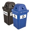 Includes black bin with "Trash" decal & blue bin with "Please Recycle" decal 