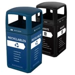 Renegade Outdoor Waste and Recycle Bin Full Opening Combo - Configurable