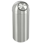 New Yorker Waste Receptacle with Self-Closing Dome-Top in Satin Aluminum- 12 Gallon