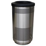 Stadium 35-Gal Waste Barrel in Perforated Stainless Steel