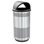 Stadium 35-Gal Perforated Waste Barrel with Hood Top in Stainless Steel