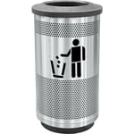 Stadium Stainless Steel Flat Top Waste Barrel | Tidyman Symbol