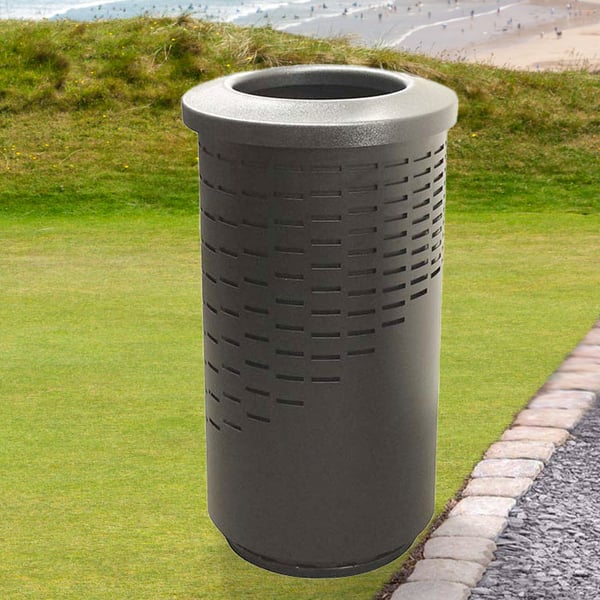 Stadium Series Wave Trash Can with Flat Top 35 Gallon 