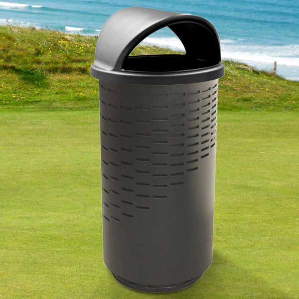  Stadium Series Wave Trash Can with Hood Top 35 Gallon 