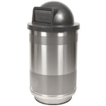 Stadium 55 Gallon Perforated Waste Receptacle with Dome Top in Stainless Steel