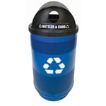 Stadium 55 Gallon Perforated Recycling Receptacle with Hood Top - Configurable