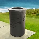 Stadium Series Wave Trash Can with Flat Top 55 Gallon  - Configurable