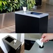 Convenient combination wipe dispenser and waste bin 