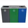 Gray Waste with Full lid, Green Compost with Lift lid, & Blue Recycling with Full lid 