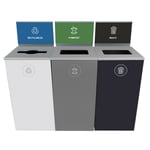 Spectrum with Signs 3-Stream Cube Compost Station | White-Gray-Black