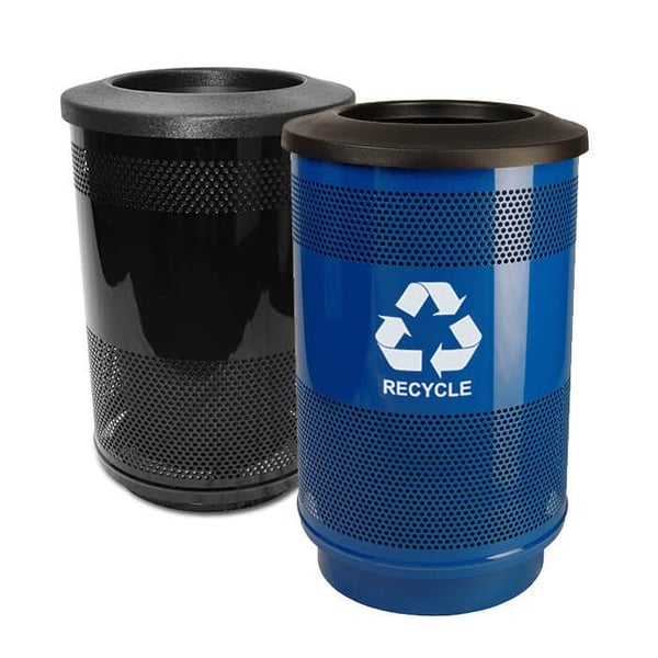 Comes as shown: Blue recycling and black waste 