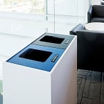 Summit White Double-Stream Top-Access Bin w/Multi-Hinged Color Lid - Configurable