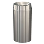 New Yorker Waste Receptacle with Tip Action Top in Satin Aluminum- 16 Gallon