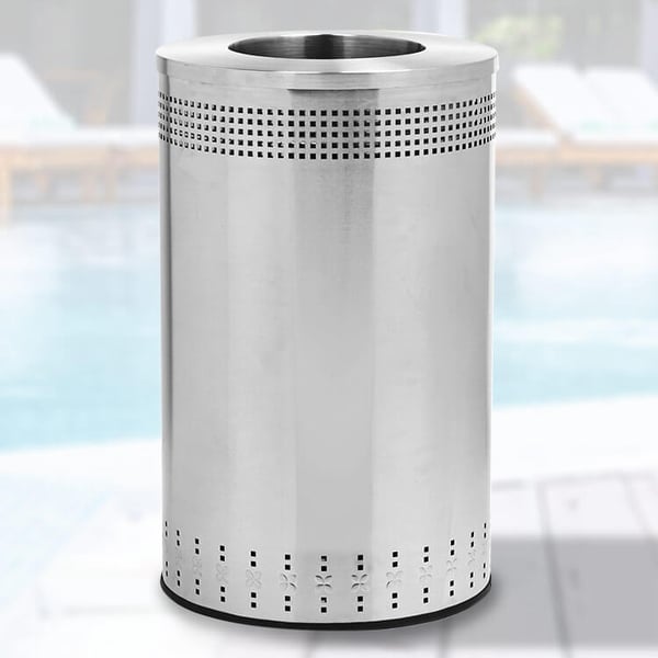 Imprinted 360 Open Top Waste Receptacle in Stainless Steel 