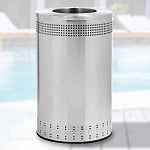 Imprinted 360 Open Top Waste Receptacle in Stainless Steel - 45 Gallon