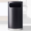 Half Round Waste Container Shown in Black 