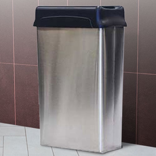 Modern Stainless Steel Rectangular Wastebasket with Drop-Top 