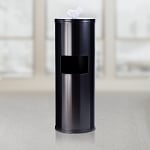 Steel Wipe Dispenser & Trash Receptacle in Black