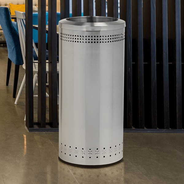 25 Gal Imprinted 360 Open Top Waste Receptacle in Stainless Steel 