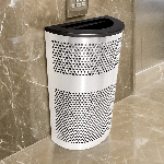 Venue XL Half-Round Stainless Waste Container - Black Lid