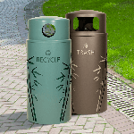 Nature Series 33 Gallon Recycling and Trash Combo - Bamboo