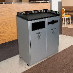 Courtside Double 64 Gallon Recycling Station with Tray Holder - Configurable